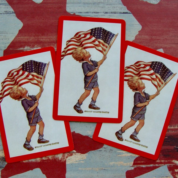 Vintage Adorable Kitsch Americana Signature  Original Playing Trade Cards  Great for altered books