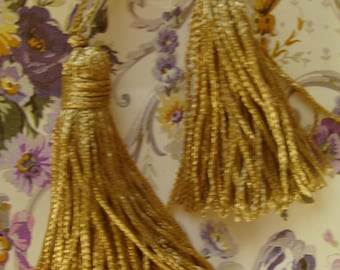 2 Vintage Stunning Brass Colored Passementerie Scrumptious Unused Tassels