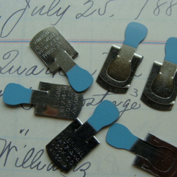 6 Antique Engraved Cooks Copyright 1922 Metal Tag File Clips
