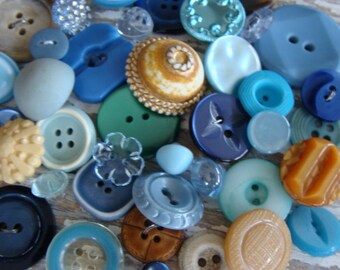 4 Dozen Antique Vintage Glass Buttons Rhinestone Mixed Buttons By the Sea Beach Wedding Button Jewelry Lot 318