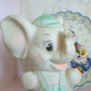 Vintage Kitsch Pretty Mint Color Squeak Toy Elephant image 5