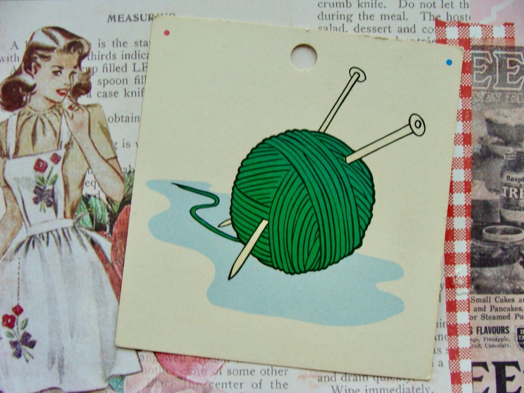 Vintage Flash Card Knitting Seamstress Yarn Sewing Room Farmhouse Decor ...