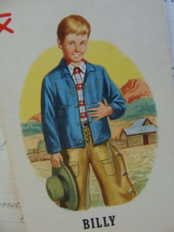 Rare Vintage Cowboy Whitman Playing Flash Card Billy - Etsy