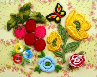 6 Beautiful Vintage Embroidery Appliqués Lot N088
