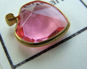 Vintage Girly Girl Pink Diamond Cut Crystal Heart Pendant