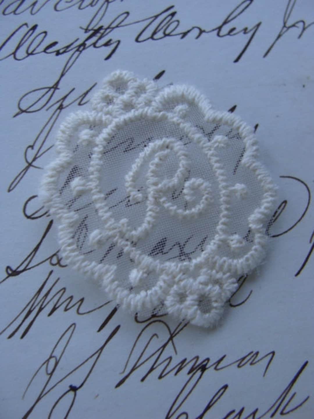Vintage Lace Embroidered Monogram Calligraphy Letter Initial R - Etsy