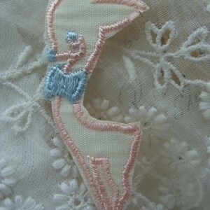 Vintage Pink Silk Embroidered 1950s Rare Doe Applique