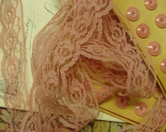 2 Yards Vintage Victorian Rose Quartz Dusty Pink Lace