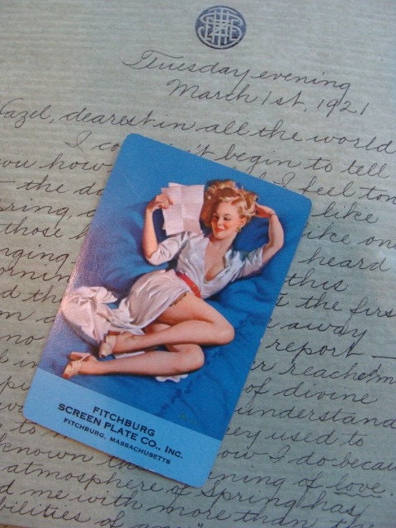 Pin Up Girl Vintage1950s Trade Pin Ups Reading Love Letter