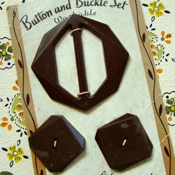 Vintage Button Buckle Set Etsy