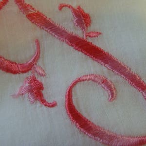 Antique Wedding Gorgeous Vintage Pink Monogramed Hankie