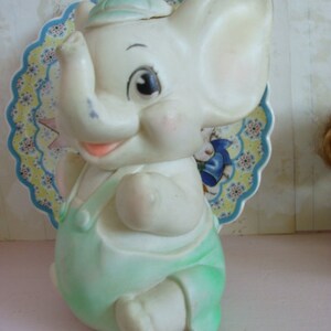 Vintage Kitsch Pretty Mint Color Squeak Toy Elephant image 6