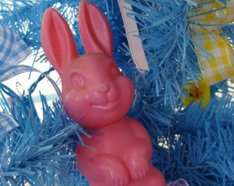 Vintage Kitsch Pink Soft Plastic Bunny