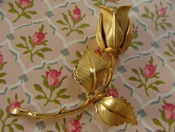 Gorgeous Vintage Rose Flower Brooch Designer Giov… - image 4