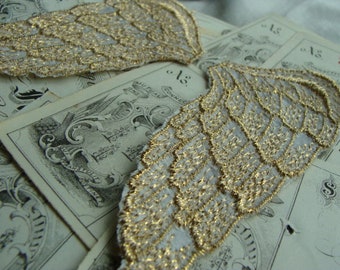 Stunning Vintage Embroidery Art Deco Gold Metallic Fairy Angel Wings N067