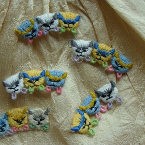 One Adorable Vintage Kitsch 1960s Rare Kitty Cats Applique image 2
