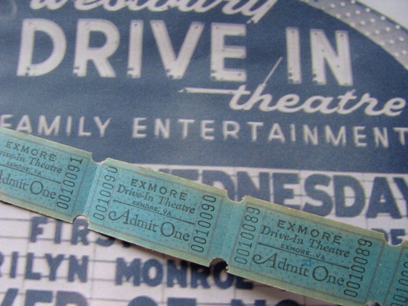 vintage Antique Drive In Theatre Billets image 1