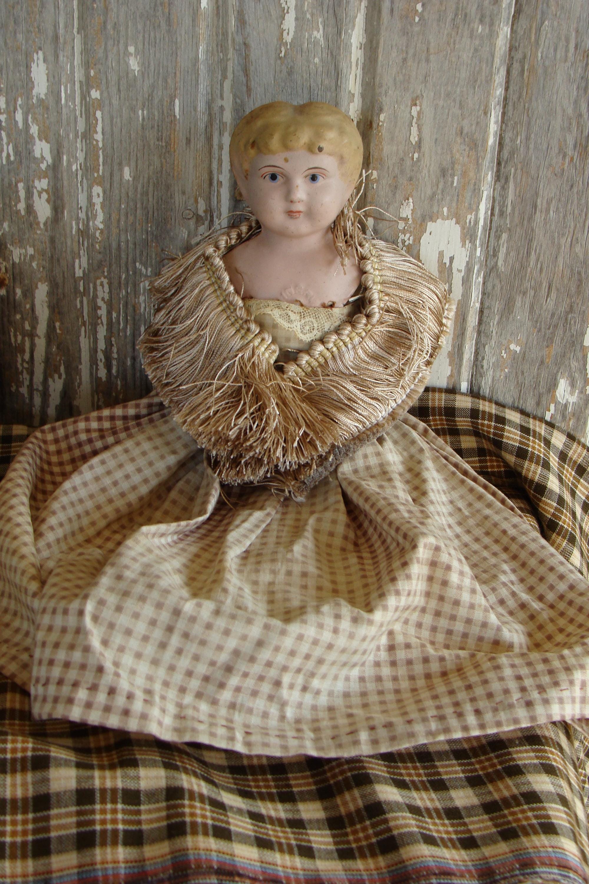 Antique Gorgeous Minerva German Tin Metal Doll Head Doll Perfect