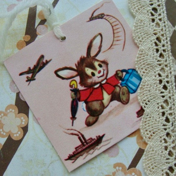 Vintage Kitsch Bunny Rabbit Tally Card Adorable Bunny