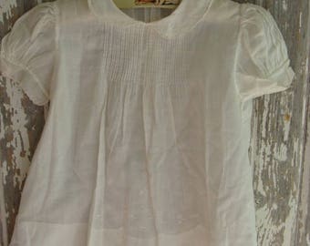 Antique Handmade Embroidered White Cotton Baby Doll Dress N068