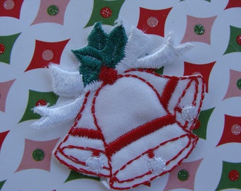 Vintage Christmas Kitsch Silk Embroidered Appliqué Christmas Bell