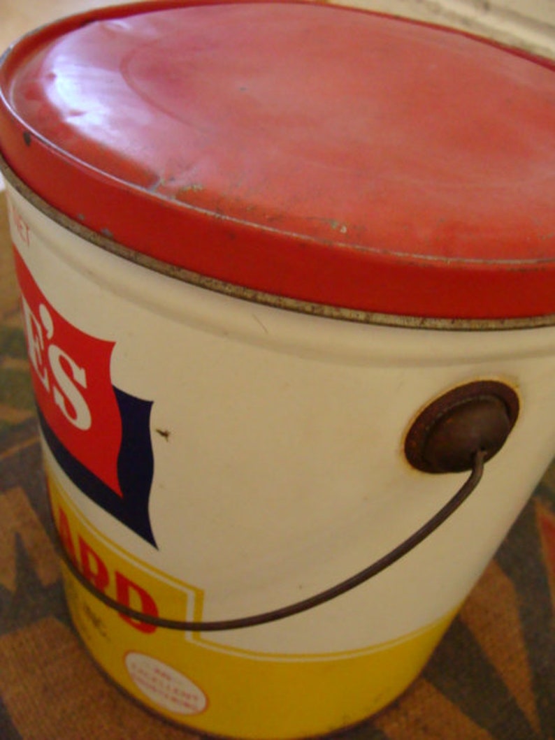 One Large Antique Blue Lard Tin Bucket Farm Girl's Decor Etsy