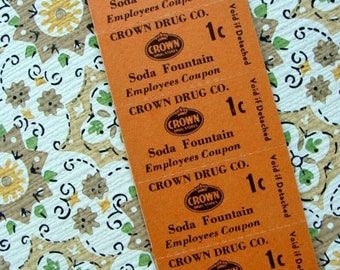 Antique Vintage Soda Fountain Drug Store 1 cent Unused Tickets Ephemera Lot At the Diner