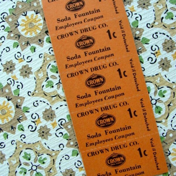 Antique Vintage Soda Fountain Drug Store 1 cent Unused Tickets Ephemera Lot At the Diner