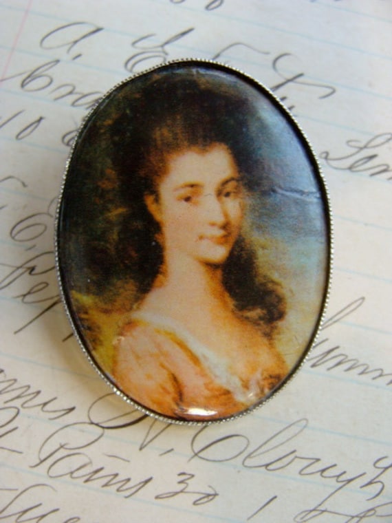 Antique Edwardian Victorian Portait Brooch Marked 