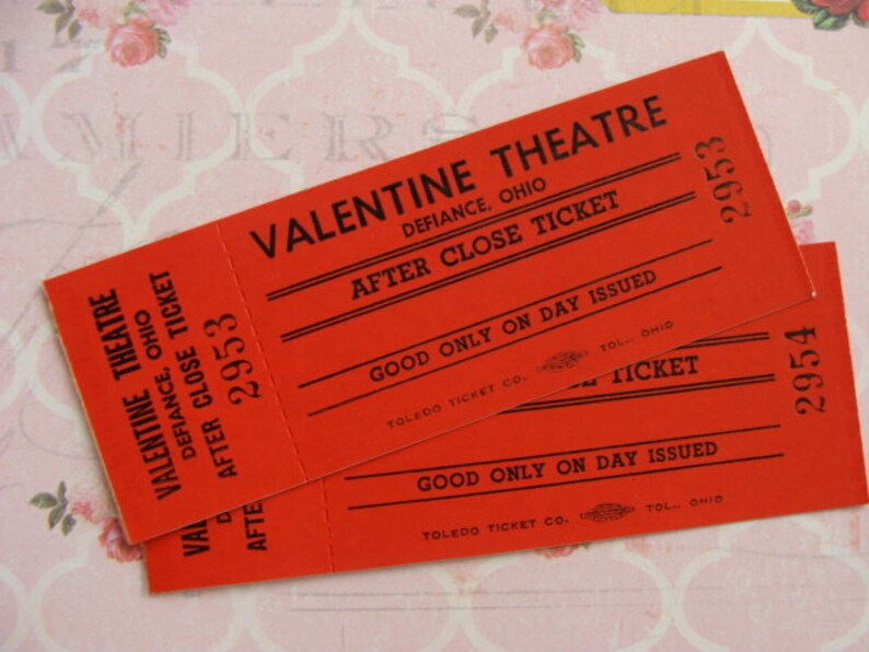 Vintage Valentine Theatre nAntique Tickets Light Cardboard Mint Condition image 5