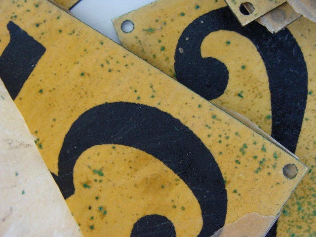 One Antique 1950S Large Salvaged Industrial Steampunk Metal Number Plate 3 1/2 Inches Tall More Letters & Numbers Available