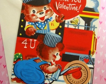 Vintage Kitsch 1940's Valentine Unused Greeting Card with Envelope