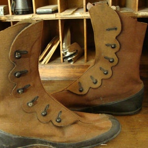 Antique Edwardian Two Toned Shoes Button Up  Boots