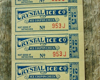 Antique Very Cool Unused Ice  tickets Ephemera Lot