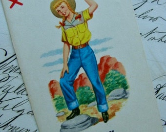 Rare Vintage Cowgirl Flash Card