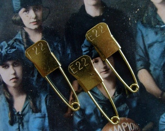 Vintage Metal Numbered Embossed Laundry Identification Pins