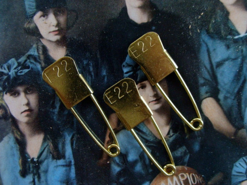 Vintage Metal Numbered Embossed Laundry Identification Pins image 1