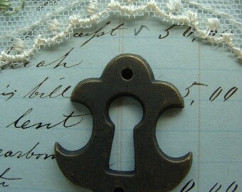 Rare Victorian Scalloped Antique Key Hole Escutcheon Hardware perfect size for Jewelry, Mixed Media and Altered Books