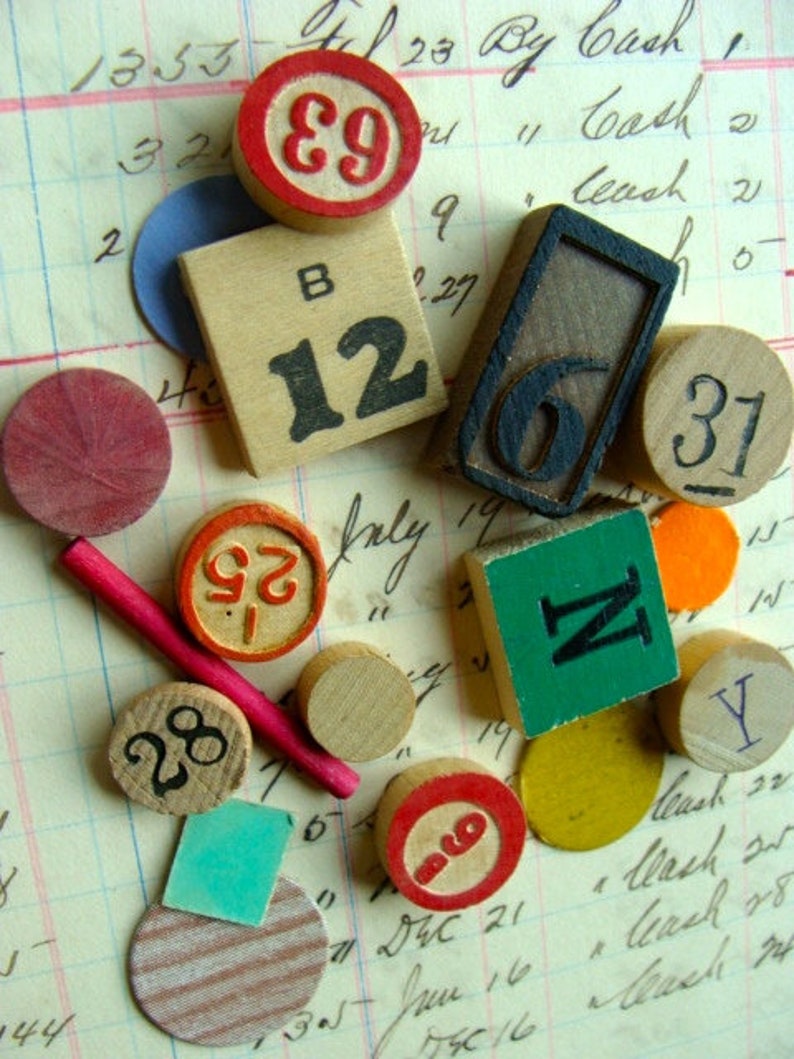 Antique Vintage and New Wooden Game Markers 16PCS Etsy