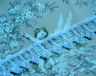 Vintage Lace Scrumptious Palest Most Beautiful Blue Victorian Netted English Lace