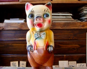 Very Rare Large Vintage Chalk Kitsch Pig