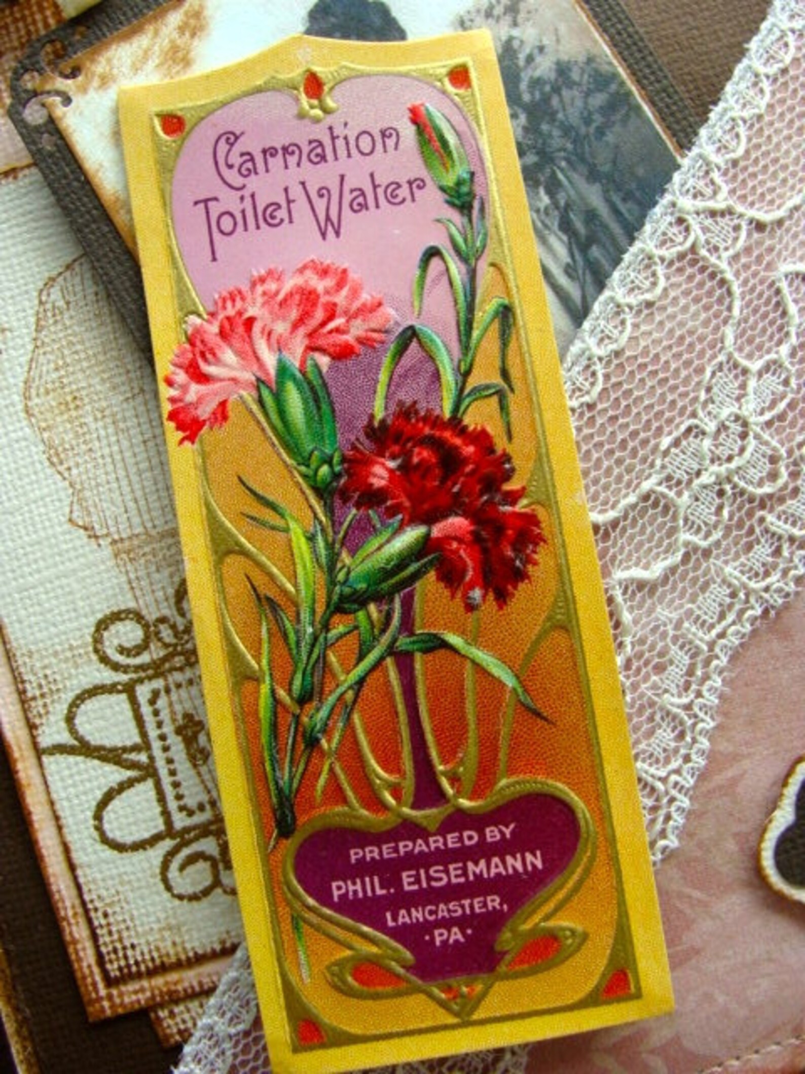 Antique Edwardian Embossed Toilet Water Framed in Etsy