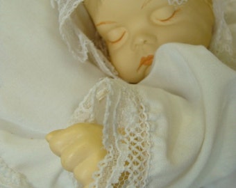 Vintage Porcelain Gorgeous Musical Moveable Baby Doll