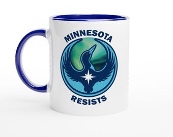 Rebel loon logo on a White 11oz Ceramic Mug with Color Inside