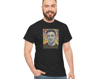 Volodymyr Zelenskyy Portrait Tee, Artistic Unisex Cotton Graphic T-Shirt