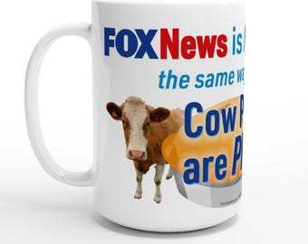 FOX News Cow Pies Mug: 15oz Ceramic Political Satire