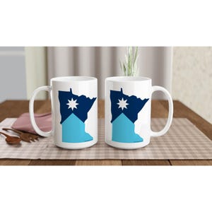 Minnesota State Flagge Kaffeetasse: 15 Unzen Keramiktasse