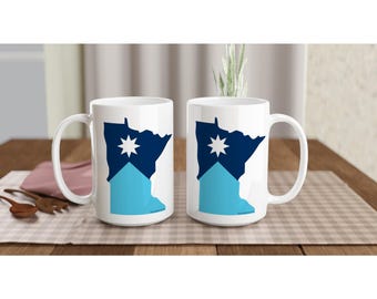 Minnesota State Flag Coffee Mug: 15 oz Ceramic Cup