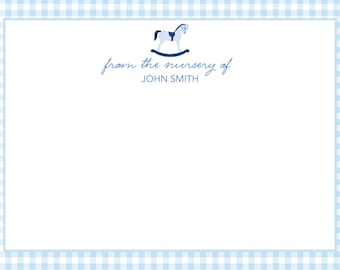 Nursery Stationary / Baby Boy Thank You Cards / Personalized Baby Shower Thank You Cards / Rocking Horse Stationary / From the Nursery Of