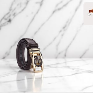 Men&#39;s Belt with Buckle | Automatic Slide Design Strap | Adjustable Classic Style | Durable Alloy Detail | Stylish Everyday Accessory